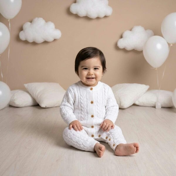 Mini Cuddles Solid Romper (White)