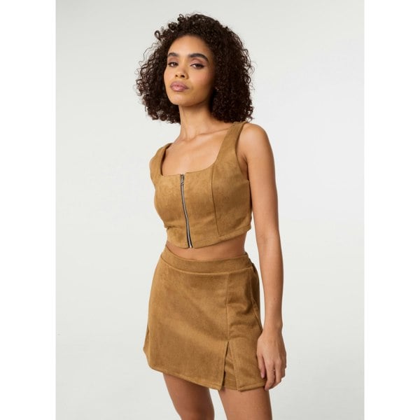 Pink Vanilla Bra Cup Suede Top