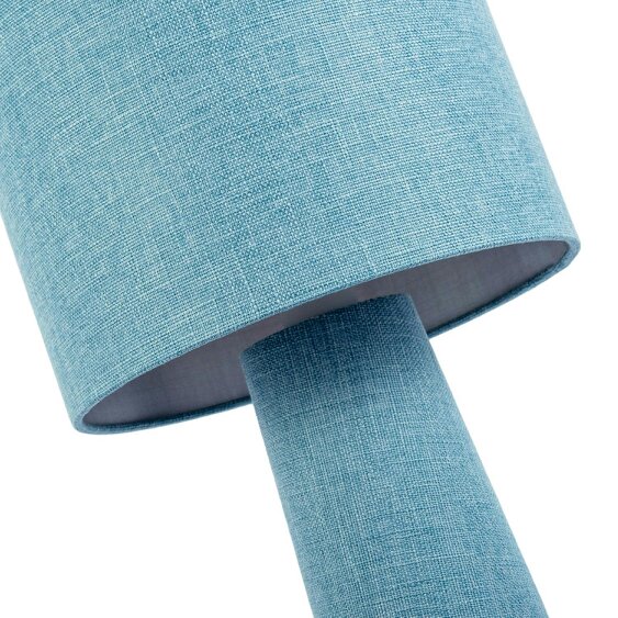 Happy Homewares Modern Blue Nova Linen Fabric Floor Lamp with Drum Shade and Base