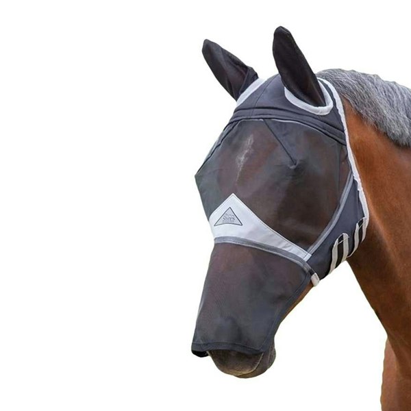 Shires Fine Mesh Horse Fly Mask With Ears & Nose - Black