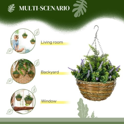 Wyld Haus Georatti Set Of 2 Hanging Artificial Lavender Flower Pots For Indoor Display