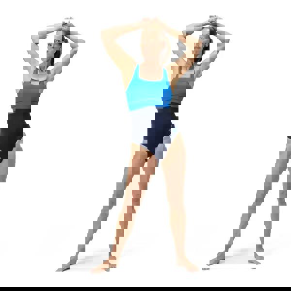 Blue and navy Speedo Shaping Contour Eclipse racerback one-piece swimsuit