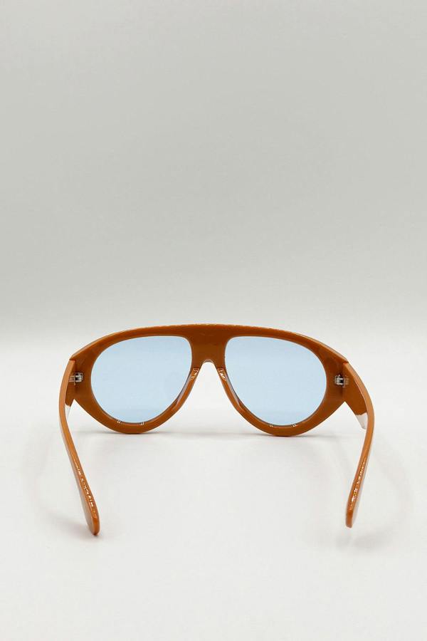 SVNX Oversized Bold Aviator Sunglasses in Orange