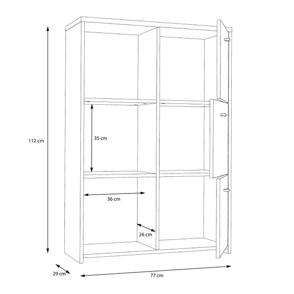 Wyld Haus Willowmere White and Artisan Oak Wood Chest Storage Cabinet 6 Doors
