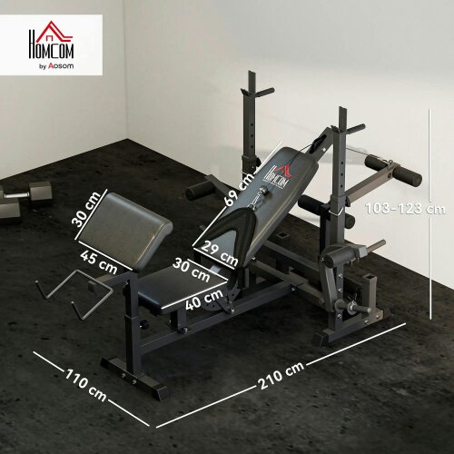 Bobobiy Weight Bench, 6 in 1 Adjustable Bench Press with Leg Extension, Multi-Function Home Gym Equipment for Strength Training Weightlifting
