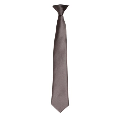 Premier Colours Mens Satin Clip Tie - Dark Grey