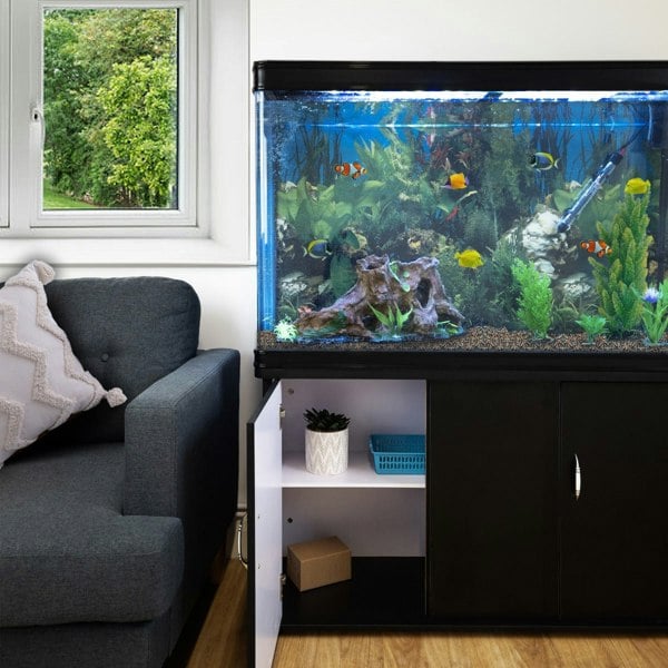 Monstershop Aquarium Fish Tank & Cabinet with Complete Starter Kit - Black Tank & Natural Gravel