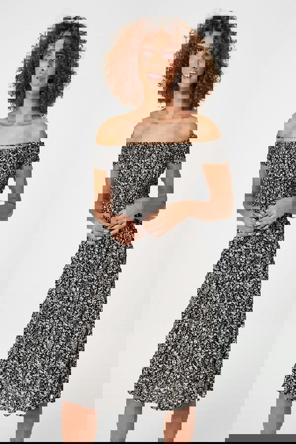 Black | Ditsy Floral Off The Shoulder Dress