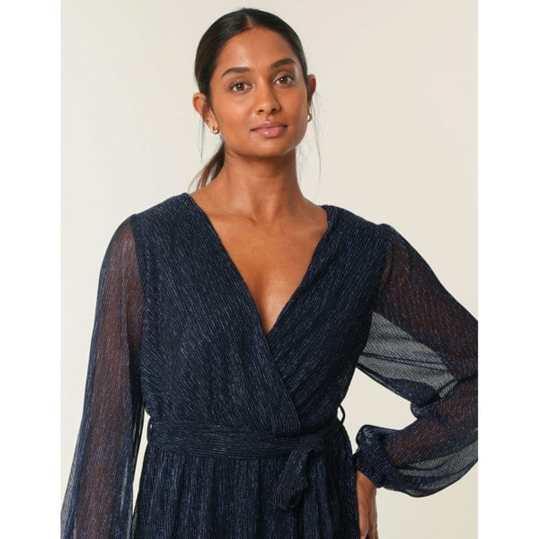 Blue Vanilla Wrap Metallic Dress