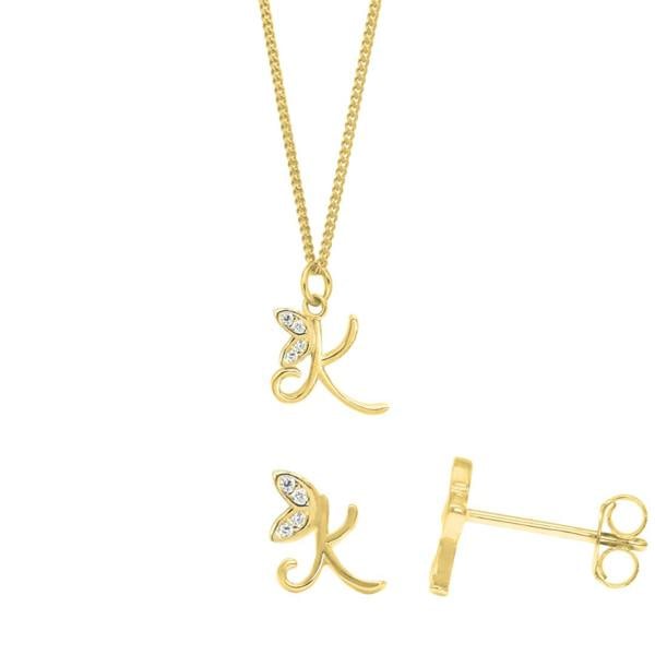 Say It With Dainty Winged Initial Bundle - Yellow Gold