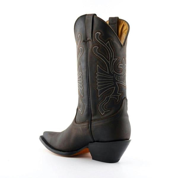 Grinders Brown Leather Western Cowboy Boots-Buffalo