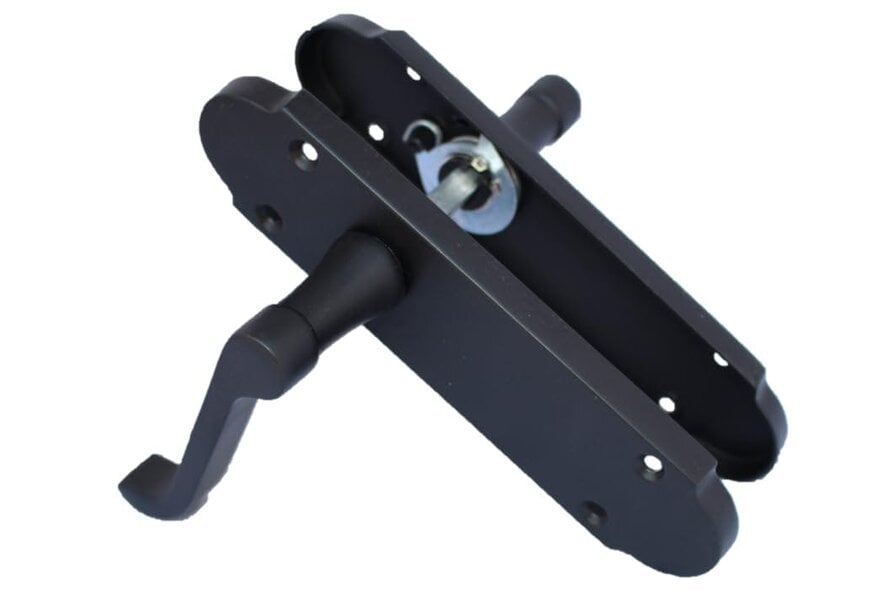 EDH Door Hardware Matt Black Bathroom Door Handles with Lock & 63mm Tubular Latch