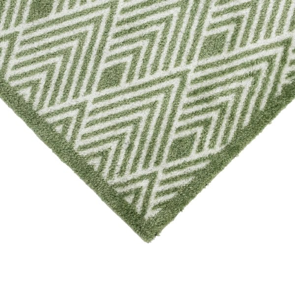 JVL Mega Mat Machine Washable Entrance Runner and Doormat Set, Green Geo