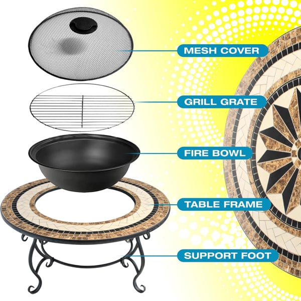 Homeology TOPANGA Garden Heater/Fire Pit/Coffee Table/Barbecue/Ice Bucket - Ceramic Finish
