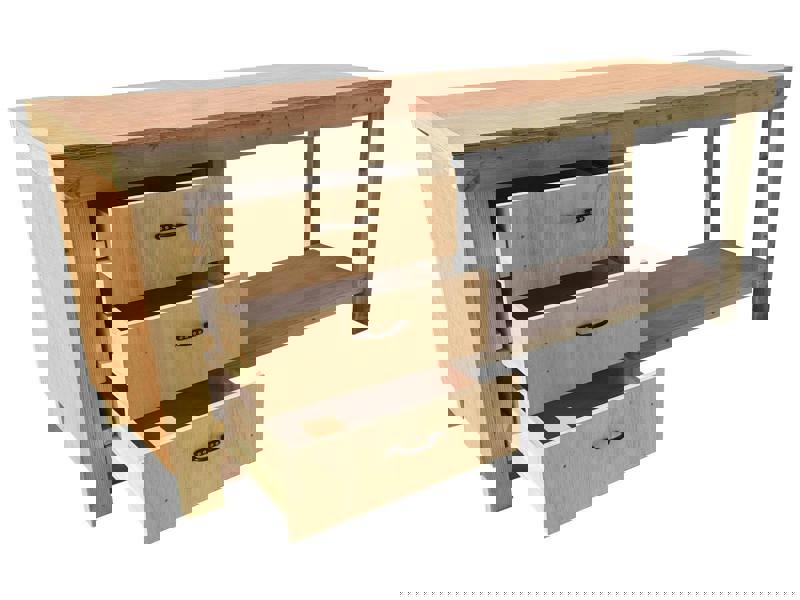 Arbor Garden Solutions Wooden Eucalyptus top tool cabinet workbench with storage shelf (V.7)