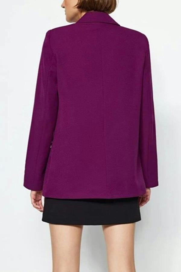 WOVCOR Woven Blazer Jacket with Lining Detail
