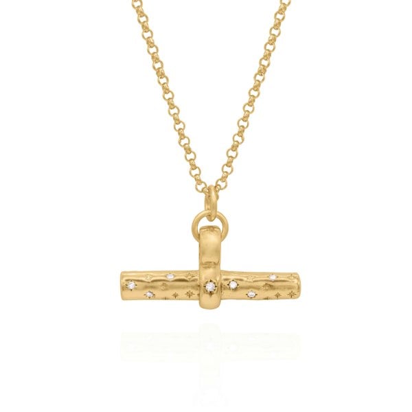 Luna Charles Wren T-Bar Necklace - 18k Gold Plated