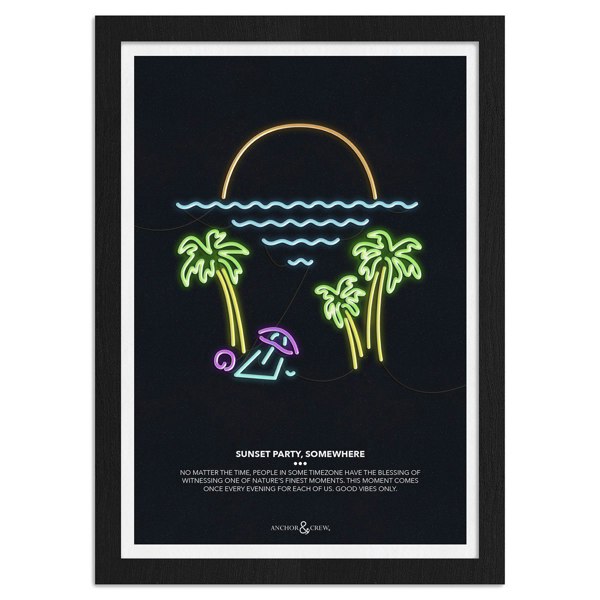 Anchor & Crew Sunset Party Archival Giclée Paper A3 Wall Print