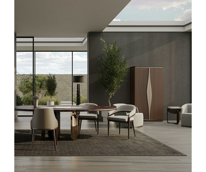Refined Erick Dining Chair in a modern high-end dining space.