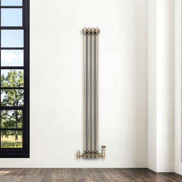 Monstershop Traditional 3 Column Radiator - 1500 x 200mm - Raw Metal