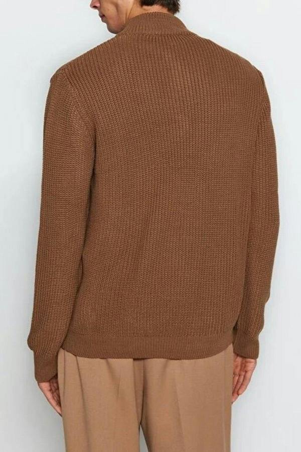 WOVCOR Regular Fit Half Turtleneck Zippered Men's Sweater