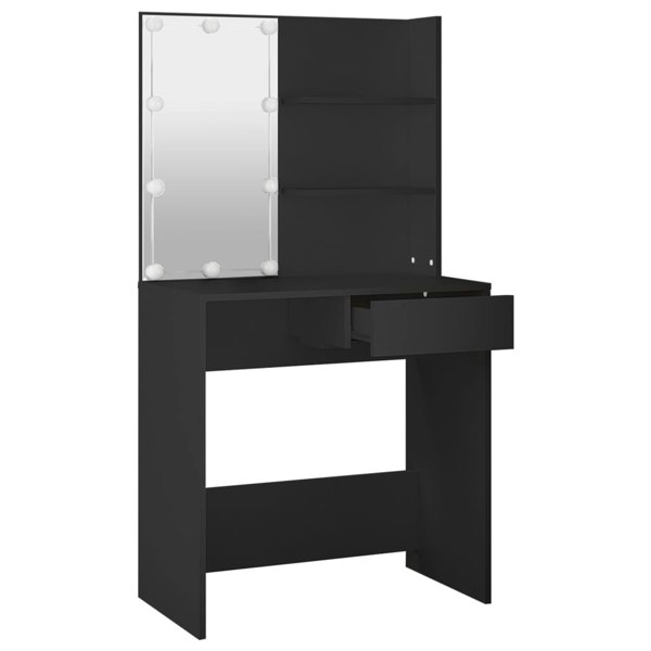 Berkfield Dressing Table with LED Black 74.5x40x141 cm