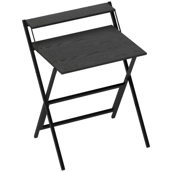 70 cm Folding Computer Desk with Monitor Shelf - Black