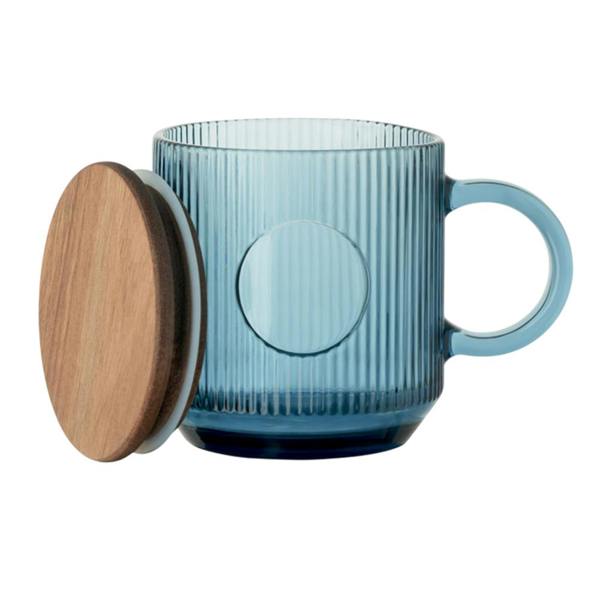 MidOcean Vitrio Ribbed Glass 300ml Mug - Transparent Blue - 
