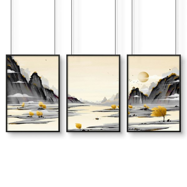 Japanese Landscape Artwork | set of 3 wall art prints