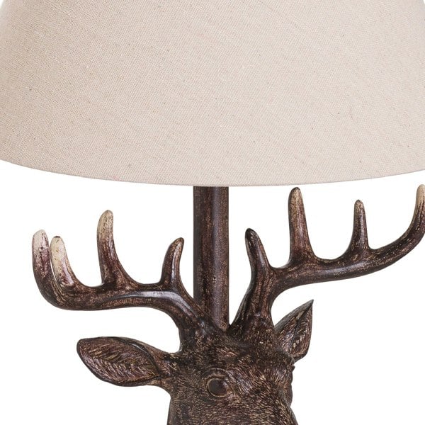 Hill Interiors Stag Table Lamp - Brown/Cream