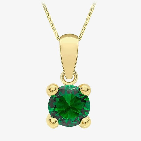 T. H. Baker 9ct Yellow Gold May Green Birthstone Pendant Necklace 1.68.7074