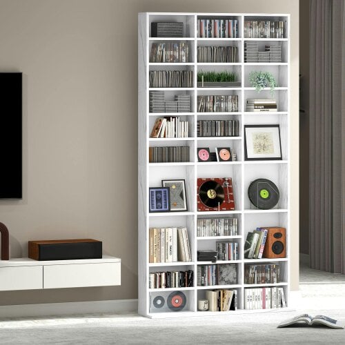 Wyld Haus Somole Tano Wooden Marble Effect Adjustable CD Storage Cabinet 102 x 195 cm