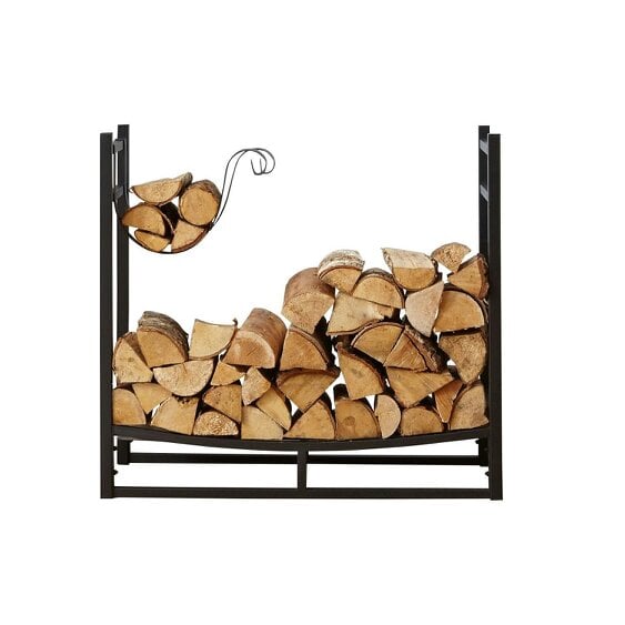 Neo Black Indoor Firewood Log Rack With Hooks