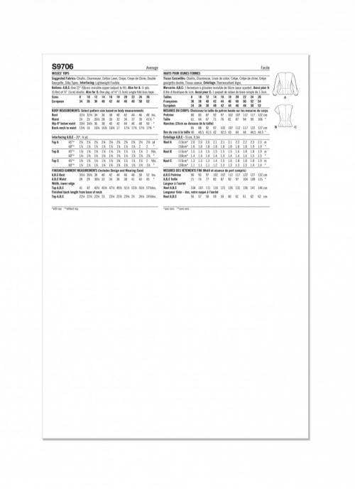 Simplicity Sewing Pattern 9706, Tops for Women, K5 (8-10-12-14-16) - Intermediate