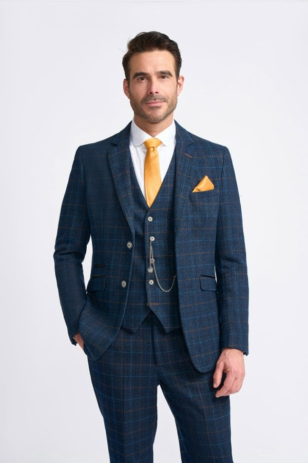 House of Cavani Cody Blue Check Blazer