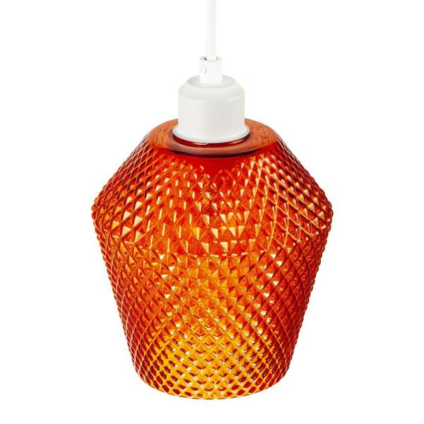 Modern and Compact Diamond Design Vivid Orange Glass Pendant Shade Image 4