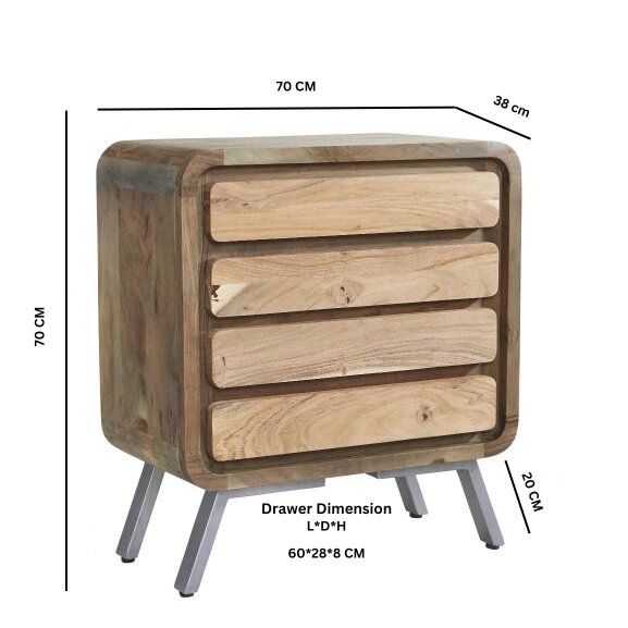 Wyld Haus Los Angeles Reclaimed Wood and Metal 4 Drawer Wide Storage Chest