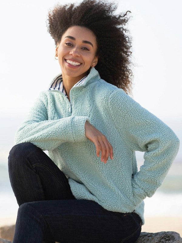 Kite Purbeck 1/4 Zip Teddy Fleece Soft Thyme