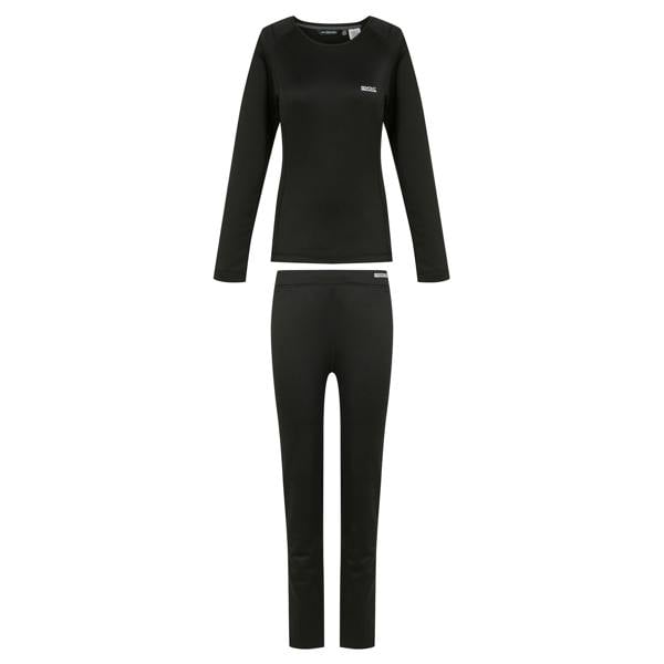 Regatta Womens/Ladies Plain Thermal Base Layer Set - Black