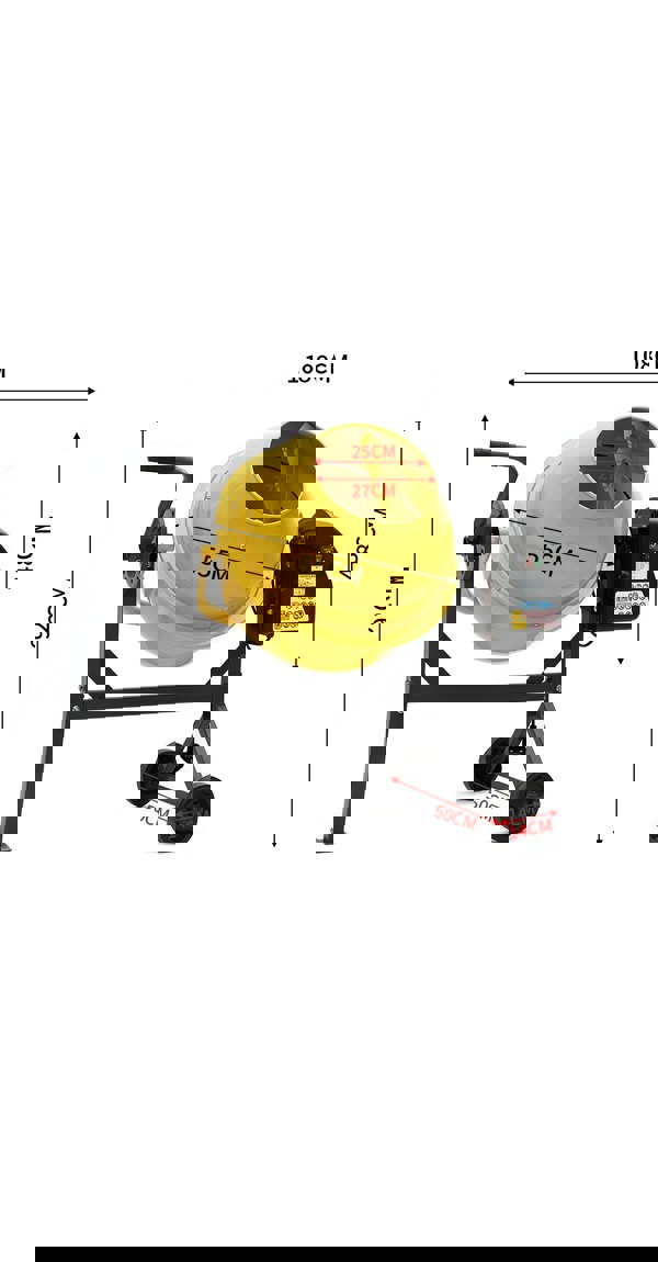 Living and Home 108cm W x 50cm D Electric Portable Cement Concrete Mixer with Wheels