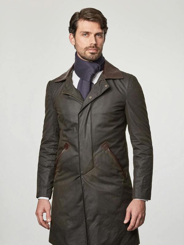 Serran London Navy-Brown Merino Scarf