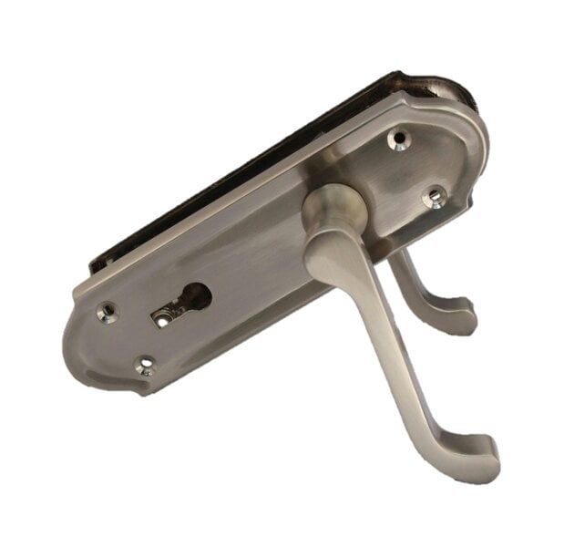 EDH Door Hardware Askworth's Premium Satin Nickel Internal Lock Door Handle Set - Perfect for Internal Doors, 170mm x 48mm"