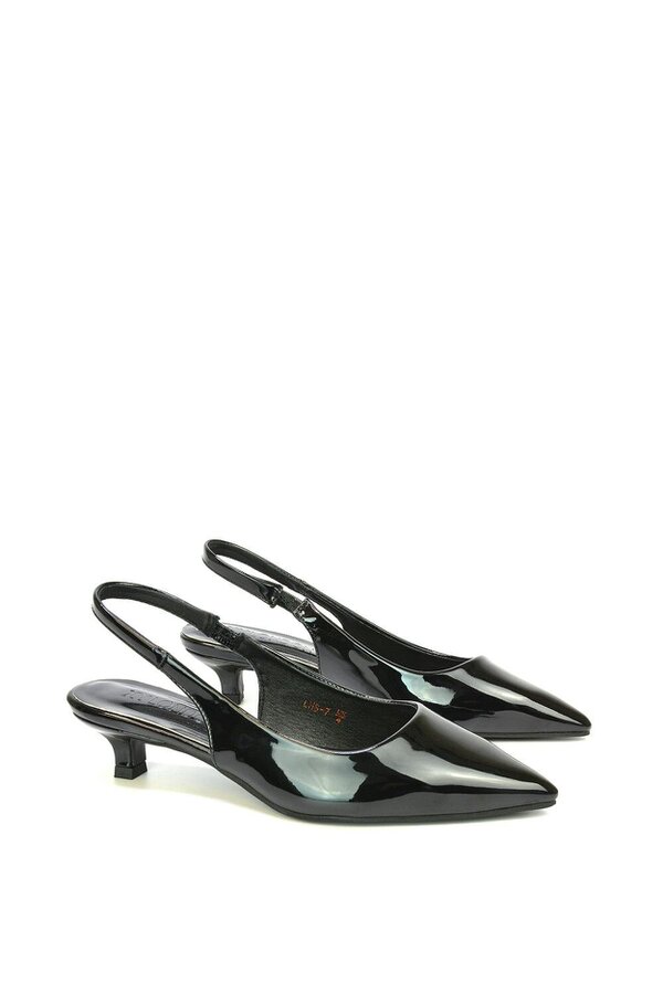 XY LONDON Pointed Toe Low Kitten Heel Slingback Pumps