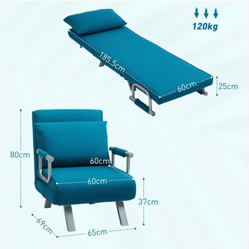 Wyld Haus Neyo Faux Suede Blue 4 In One Convertible Chair Bed