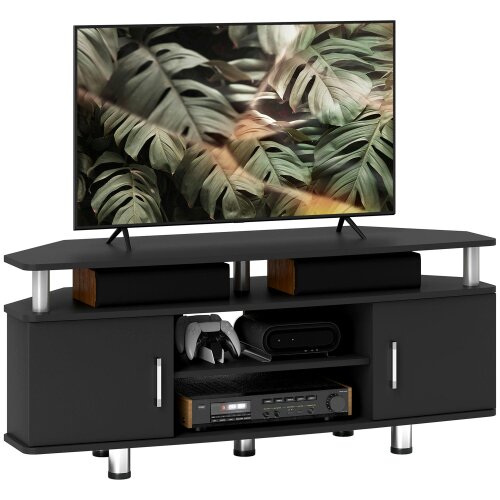 Wyld Haus Zisaba Mika 120cm Wooden Black TV Storage Unit For Screens Up To 55 Inches 2 Doors and Shelves