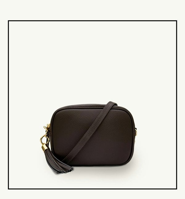 Apatchy London The Tassel Chocolate Leather Crossbody Bag