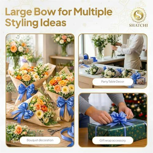 50mm Navy Blue Pull Bows, 10 to 60 Pack, Ribbon Gift Bows for Wrapping and Décor image 7