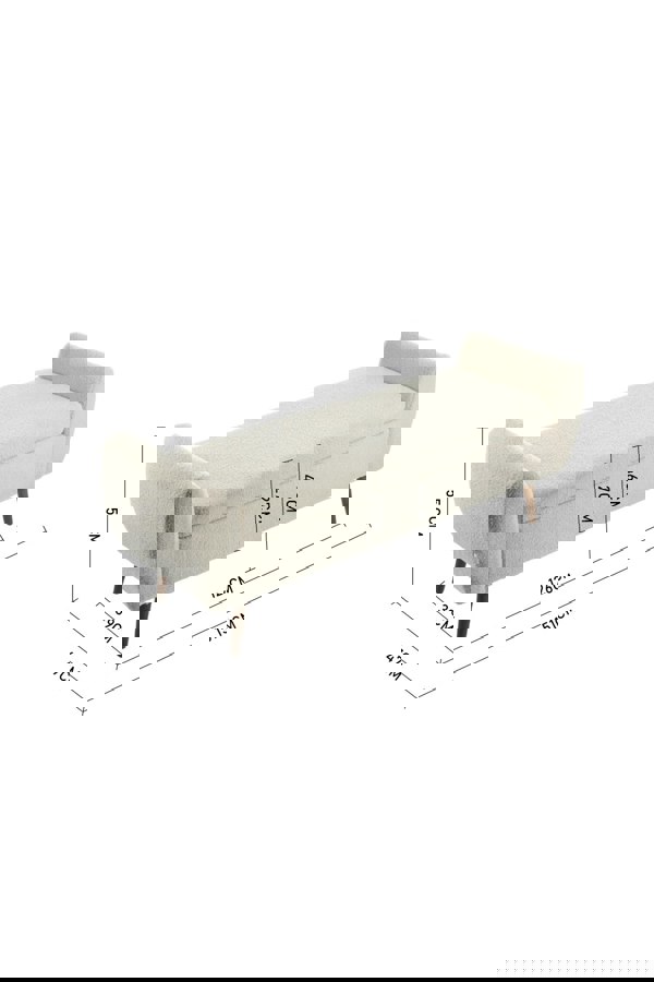 Living and Home Teddy Fur 2-Seat Upholstered Storage Bench with Side Arms and Walnut Colored Legs