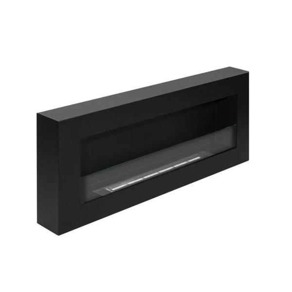 BIOFireplacesGMT Biofireplace Modern Wall Mounted Fireplace 900x400 Black Structural Matt with Glass
