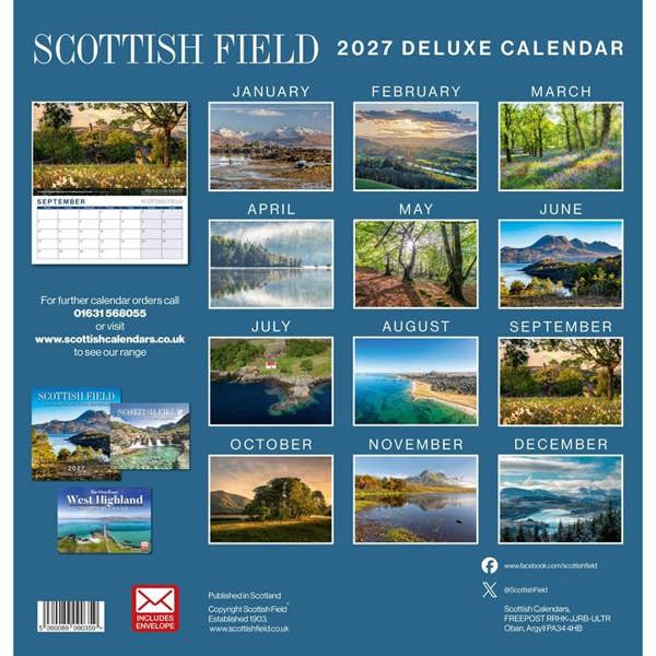 Scottish Field Deluxe Calendar 2027, Deluxe Calendars, Month To View, Travel, Gift